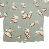 CARIBBEAN Mens Hawaiian Shirt Green Silk Floral M