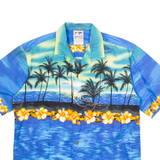 HAWAIIAN TOGS Mens Hawaiian Shirt Blue Crazy Pattern M