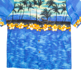 HAWAIIAN TOGS Mens Hawaiian Shirt Blue Crazy Pattern M