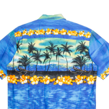 HAWAIIAN TOGS Mens Hawaiian Shirt Blue Crazy Pattern M