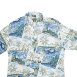 ST JOHN'S BAY Mens Hawaiian Shirt Blue Crazy Pattern L