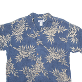 CHEROKEE Mens Hawaiian Shirt Blue Floral L