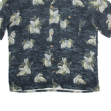 PARADISE COVES Mens Hawaiian Shirt Black Silk Crazy Pattern XL