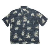 PARADISE COVES Mens Hawaiian Shirt Black Silk Crazy Pattern XL