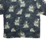 PARADISE COVES Mens Hawaiian Shirt Black Silk Crazy Pattern XL