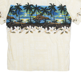 HAWAIIAN COLLECTION Mens Hawaiian Shirt Beige Crazy Pattern S