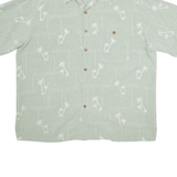 BANANA CABANA Mens Hawaiian Shirt Grey Silk Crazy Pattern XL