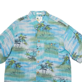 M.E SPORT Mens Hawaiian Shirt Blue Crazy Pattern XL