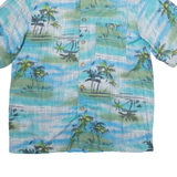 M.E SPORT Mens Hawaiian Shirt Blue Crazy Pattern XL