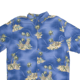 ISLAND SHORES Mens Hawaiian Shirt Blue Crazy Pattern L