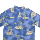 ISLAND SHORES Mens Hawaiian Shirt Blue Crazy Pattern L