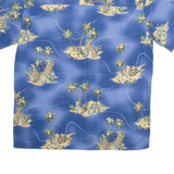 ISLAND SHORES Mens Hawaiian Shirt Blue Crazy Pattern L