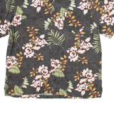 CARIBBEAN JOE Mens Hawaiian Shirt Black Linen Floral M
