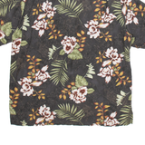 CARIBBEAN JOE Mens Hawaiian Shirt Black Linen Floral M