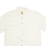 JOS. A. BANK Mens Hawaiian Shirt Cream Crazy Pattern L