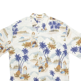CAMPIA MODA Mens Hawaiian Shirt Cream Crazy Pattern L