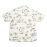 BATIK BAY Mens Hawaiian Shirt White Crazy Pattern L