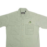 REDHEAD Fish Embroidery Mens Plain Shirt Green 90s M