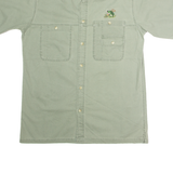 REDHEAD Fish Embroidery Mens Plain Shirt Green 90s M