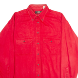 AMERICAN OUTPOST Mens Plain Shirt Red 90s Long Sleeve L