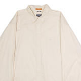 DOCKERS Mens Plain Shirt Beige 90s Long Sleeve XL