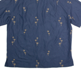 CARIBBEAN Mens Hawaiian Shirt Blue 90s L
