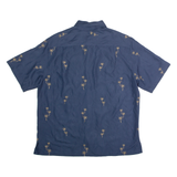 CARIBBEAN Mens Hawaiian Shirt Blue 90s L