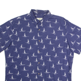 ISLAND SHORES Sailboat Mens Shirt Blue 90s Crazy Pattern L