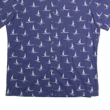 ISLAND SHORES Sailboat Mens Shirt Blue 90s Crazy Pattern L