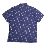 ISLAND SHORES Sailboat Mens Shirt Blue 90s Crazy Pattern L