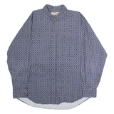 COTTON MILL Mens Shirt Blue 90s Diamond Long Sleeve L
