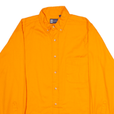 BLUE CONNECTION Mens Plain Shirt Orange 90s Long Sleeve L