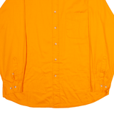 BLUE CONNECTION Mens Plain Shirt Orange 90s Long Sleeve L