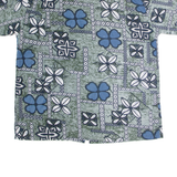 ROUNDY BAY Mens Hawaiian Shirt Green 90s Floral XL