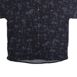 CAMPIA MODA Mens Hawaiian Shirt Black 90s Floral XL