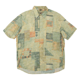 HAUPT Mens Shirt Green Viscose Crazy Pattern L