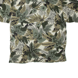 LB Mens Hawaiian Shirt Green Floral L