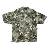 LB Mens Hawaiian Shirt Green Floral L