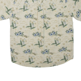 SUMMA Mens Hawaiian Shirt Beige Silk Floral M