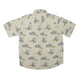 SUMMA Mens Hawaiian Shirt Beige Silk Floral M