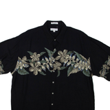 PIERRE CARDIN Mens Hawaiian Shirt Black Floral XL