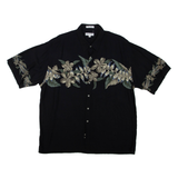 PIERRE CARDIN Mens Hawaiian Shirt Black Floral XL