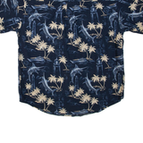 PURITAN Mens Hawaiian Shirt Blue Crazy Pattern L
