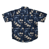 PURITAN Mens Hawaiian Shirt Blue Crazy Pattern L