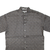 PERRY ELLIS Mens Shirt Grey Silk Geometric L