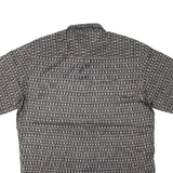 PERRY ELLIS Mens Shirt Grey Silk Geometric L