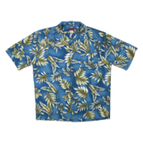 HUNT CLUB Mens Hawaiian Shirt Blue Floral M