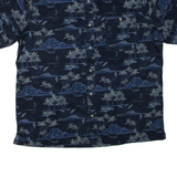 CROFT & BARROW Mens Hawaiian Shirt Blue Crazy Pattern XL