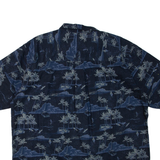CROFT & BARROW Mens Hawaiian Shirt Blue Crazy Pattern XL