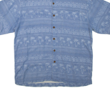 ST. JOHN'S BAY Mens Hawaiian Shirt Blue Silk M